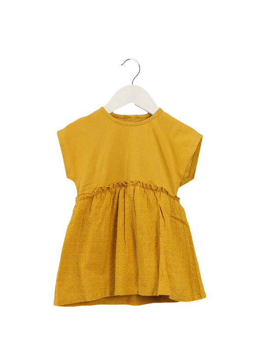 A Yellow Short Sleeve Dresses from Vertbaudet in size 6-12M for girl. (Front View)