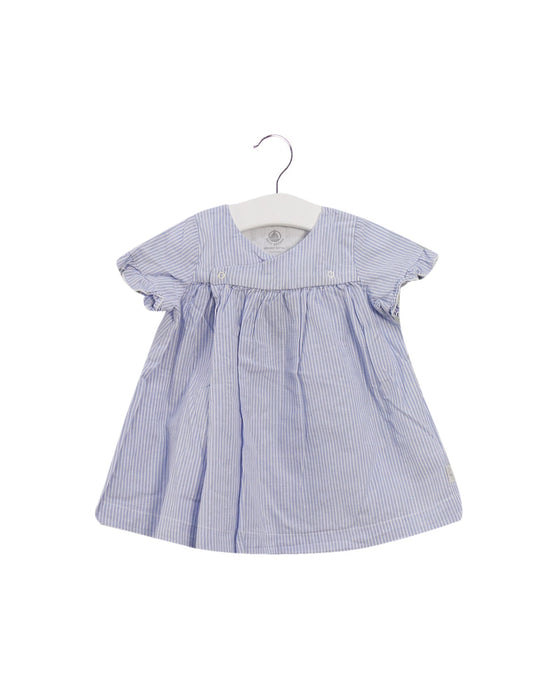 A Blue Short Sleeve Dresses from Petit Bateau in size 6-12M for girl. (Front View)