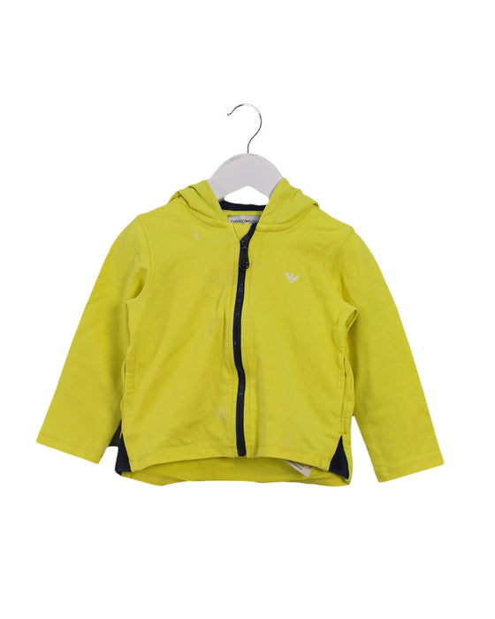 A Yellow Zippered Sweatshirts from Armani in size 6-12M for boy. (Front View)