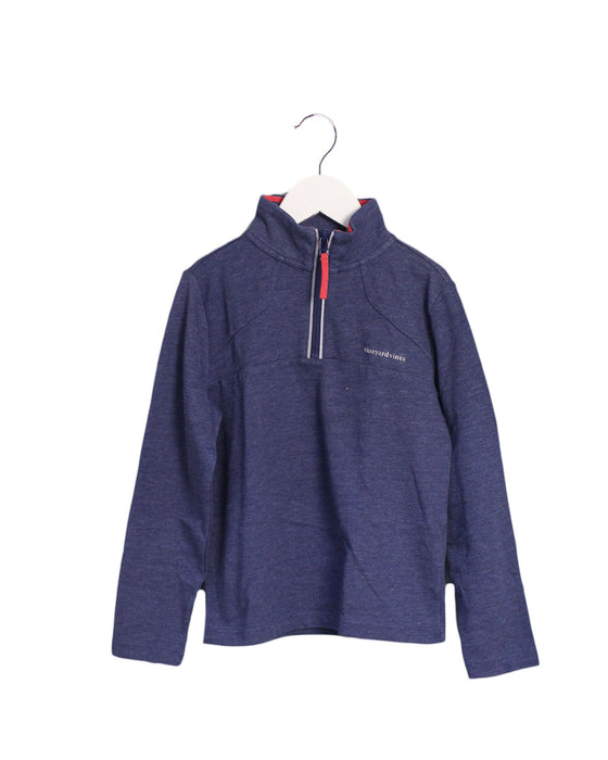 A Navy Zippered Sweatshirts from Vineyard Vines in size 6T for girl. (Front View)