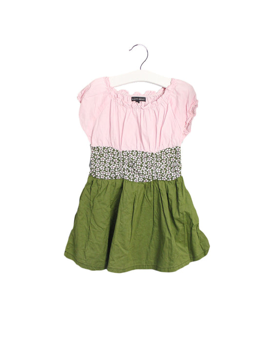 A Pink Short Sleeve Dresses from Le Petit Society in size 2T for girl. (Front View)