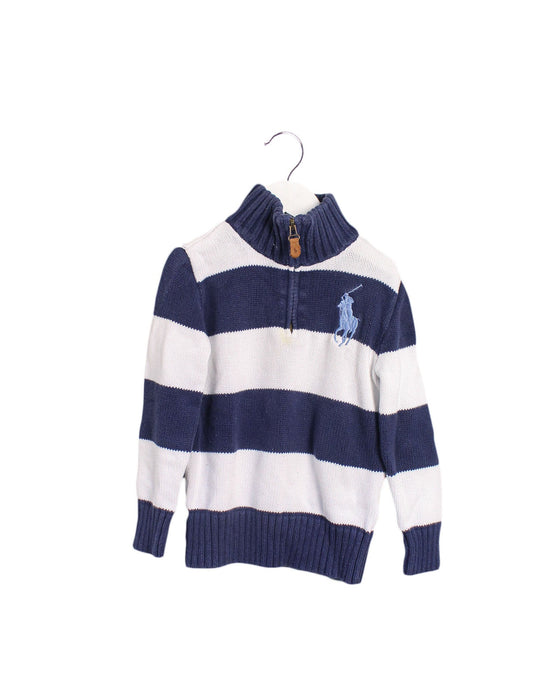 A Navy Zippered Sweatshirts from Polo Ralph Lauren in size 6T for boy. (Front View)