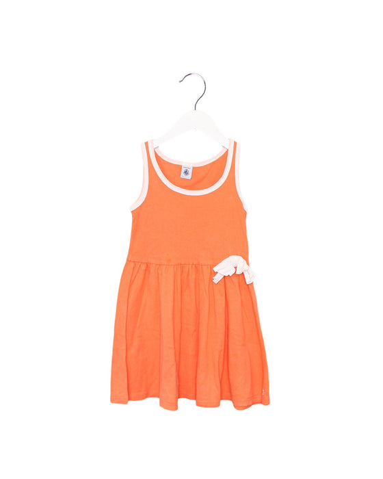 A Orange Sleeveless Dresses from Petit Bateau in size 6T for girl. (Front View)