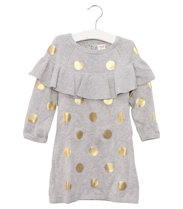 A Grey Sweater Dresses from Seed in size 12-18M for girl. (Front View)