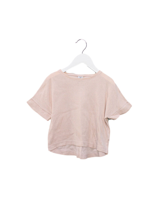 A Pink Short Sleeve Tops from Petit Bateau in size 4T for girl. (Front View)