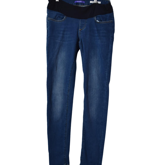 A Blue Jeans from Seraphine in size S for maternity. (Front View)