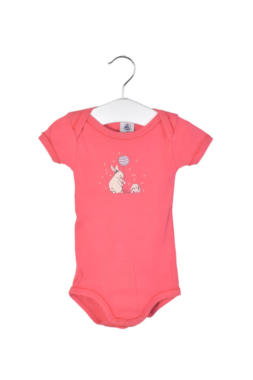 A Pink Short Sleeve Bodysuits from Petit Bateau in size 3-6M for girl. (Front View)