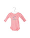 A Pink Long Sleeve Bodysuits from Petit Bateau in size 0-3M for girl. (Front View)