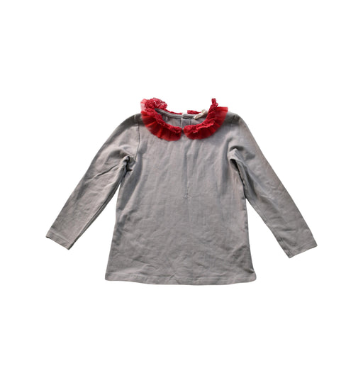 A Grey Long Sleeve Tops from Chateau de Sable in size 4T for girl. (Front View)