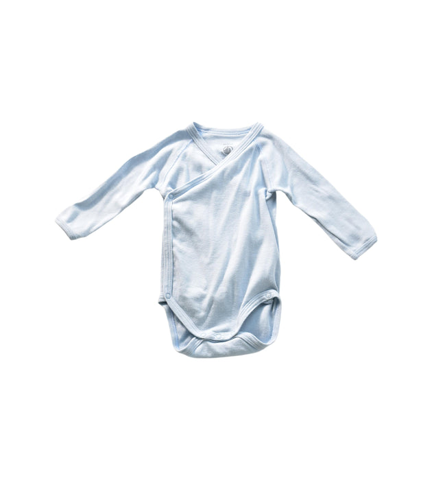 A Blue Long Sleeve Bodysuits from Petit Bateau in size 3-6M for neutral. (Front View)