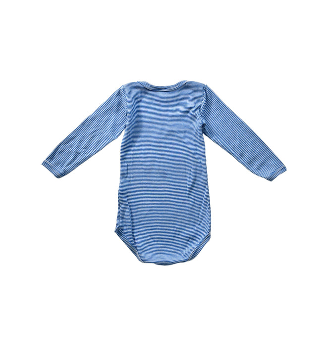 A Blue Long Sleeve Bodysuits from Petit Bateau in size 12-18M for boy. (Back View)