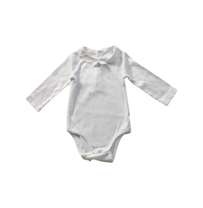 A White Long Sleeve Bodysuits from Jacadi in size 6-12M for girl. (Front View)