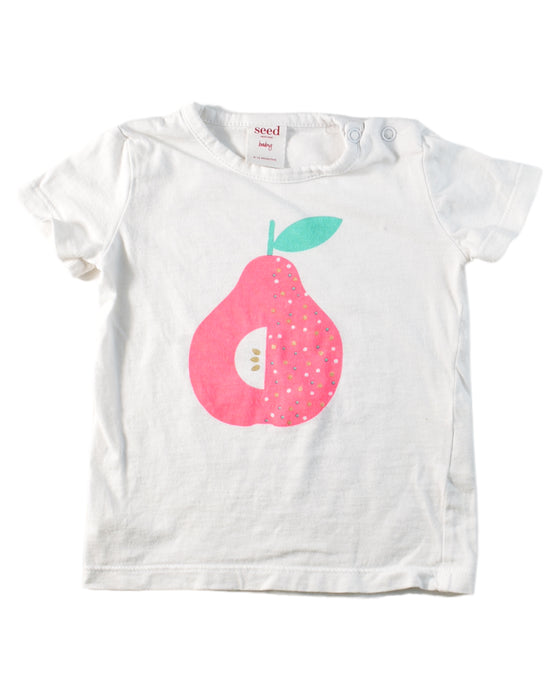 A White Short Sleeve T Shirts from Seed in size 6-12M for girl. (Front View)