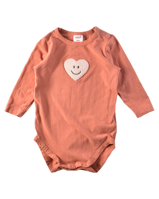 A Red Long Sleeve Bodysuits from Seed in size 3-6M for neutral. (Front View)