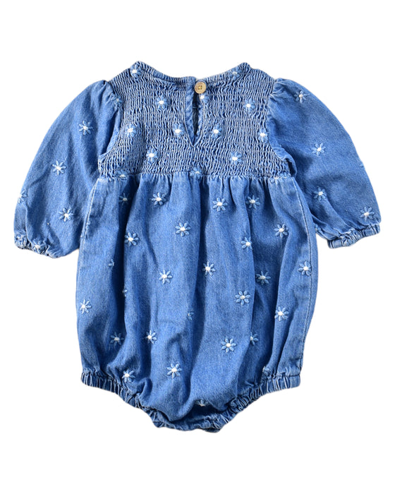 A Blue Rompers from Seed in size 3-6M for girl. (Back View)