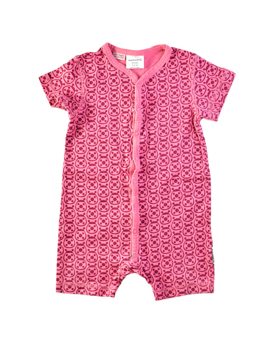 A Pink Short Sleeve Rompers from maxomorra in size 3-6M for girl. (Front View)