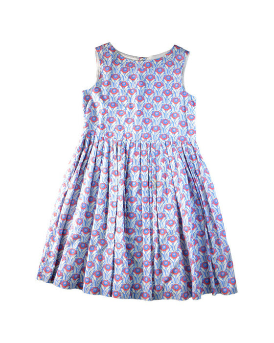 A Blue Sleeveless Dresses from Bonpoint in size 12Y for girl. (Back View)