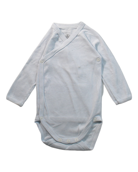 A Blue Long Sleeve Bodysuits from Petit Bateau in size 3-6M for neutral. (Front View)