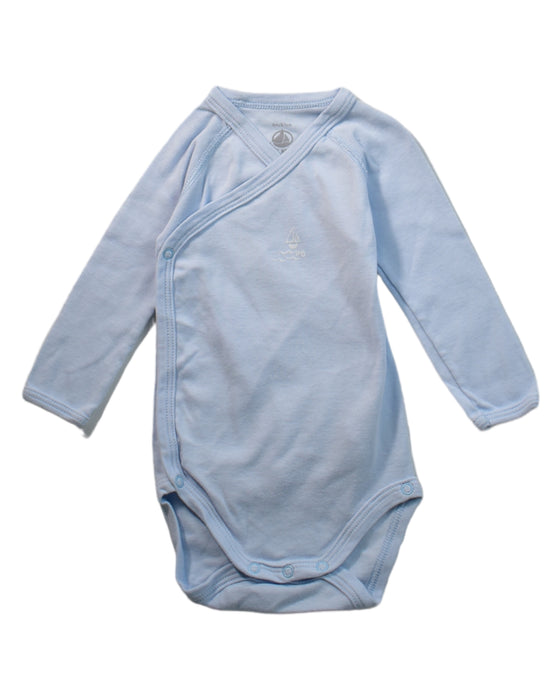 A Blue Long Sleeve Bodysuits from Petit Bateau in size 3-6M for neutral. (Front View)