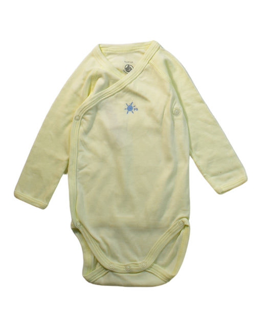 A Yellow Long Sleeve Bodysuits from Petit Bateau in size 3-6M for neutral. (Front View)