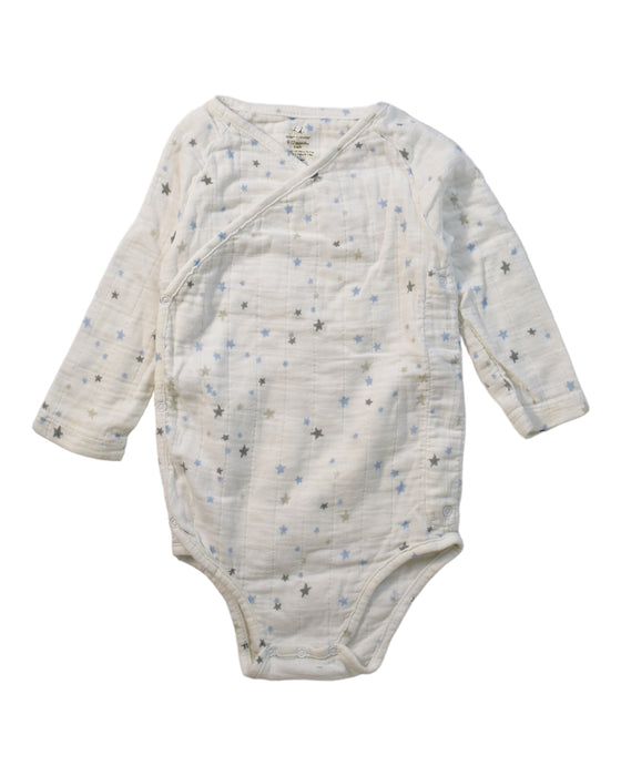 A White Long Sleeve Bodysuits from Aden & Anais in size 6-12M for neutral. (Front View)