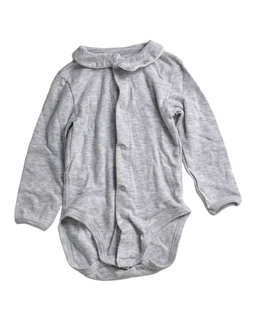 A Grey Long Sleeve Bodysuits from Petit Bateau in size 6-12M for girl. (Front View)