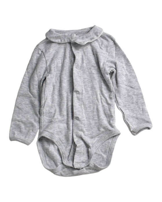 A Grey Long Sleeve Bodysuits from Petit Bateau in size 6-12M for girl. (Front View)