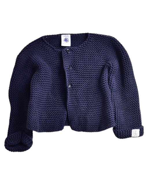 A Navy Cardigans from Petit Bateau in size 6-12M for girl. (Front View)