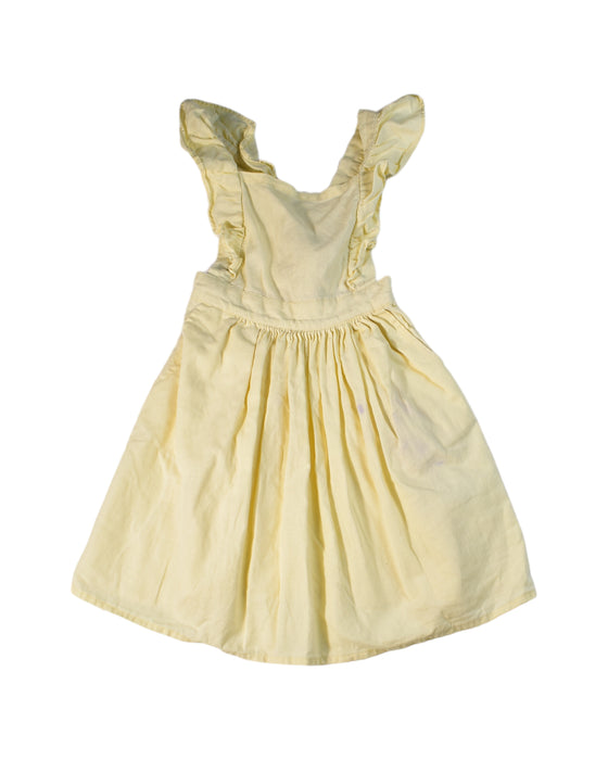 A Yellow Overall Dresses from Seed in size 4T for girl. (Front View)