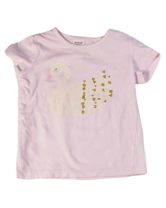 A Pink Short Sleeve T Shirts from Seed in size 6-12M for girl. (Front View)