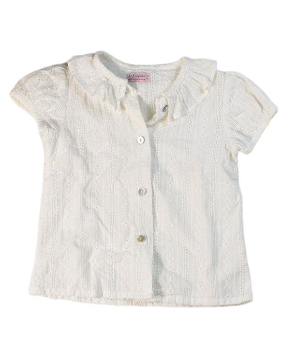 A White Short Sleeve Tops from La Coqueta in size 4T for girl. (Front View)