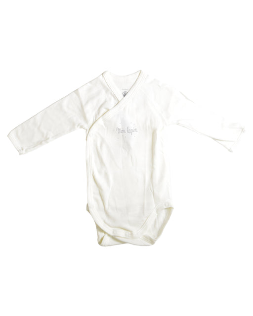 A White Long Sleeve Bodysuits from Petit Bateau in size 0-3M for neutral. (Front View)