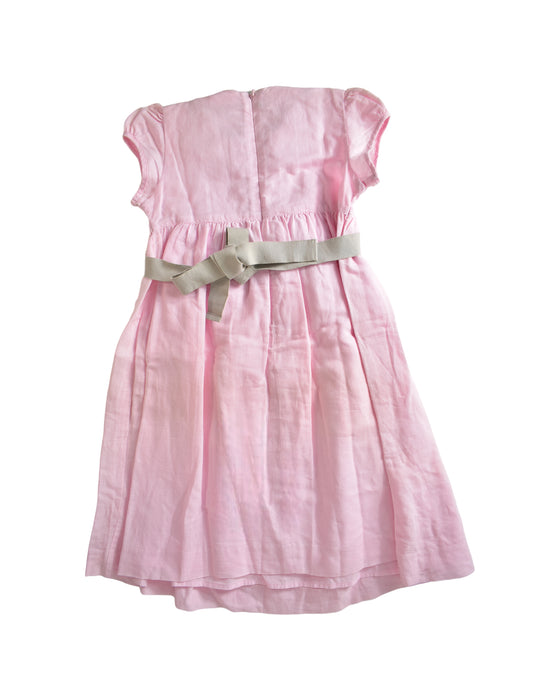 A Pink Short Sleeve Dresses from Chateau de Sable in size 6T for girl. (Back View)