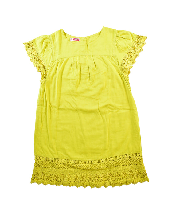 A Yellow Short Sleeve Dresses from DPAM in size 6T for girl. (Front View)