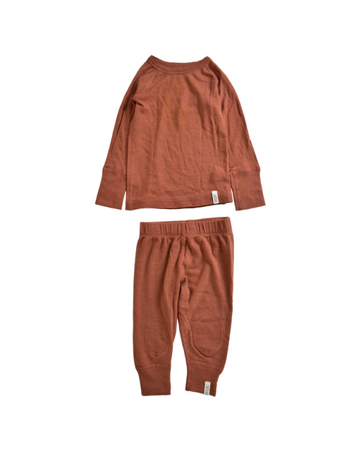 A Brown Pyjama Sets from Nui Organics in size 6-12M for neutral. (Front View)