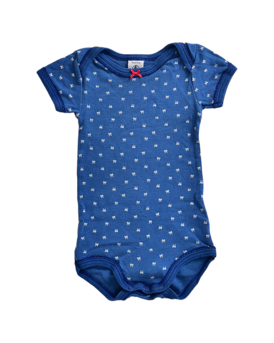 A Blue Short Sleeve Bodysuits from Petit Bateau in size 3-6M for boy. (Front View)