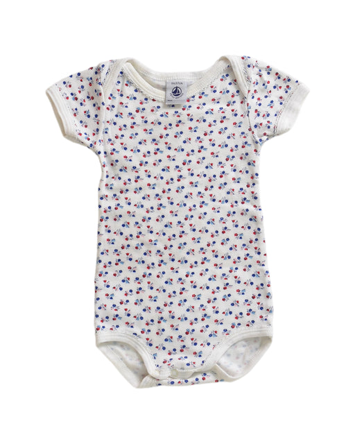 A White Short Sleeve Bodysuits from Petit Bateau in size 3-6M for girl. (Front View)