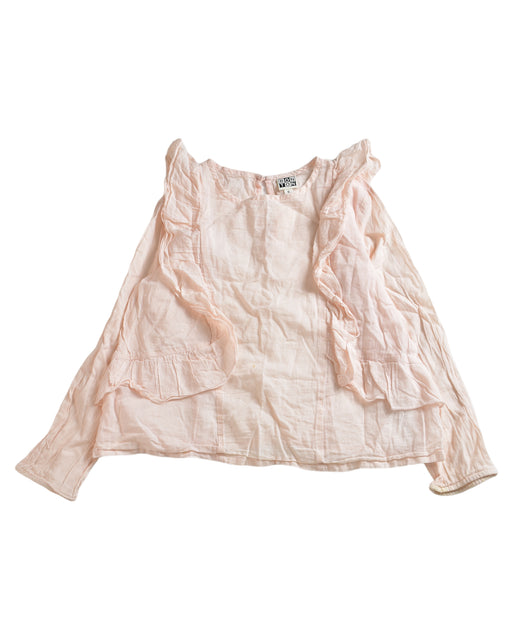 A Pink Long Sleeve Tops from Bonton in size 6T for girl. (Front View)