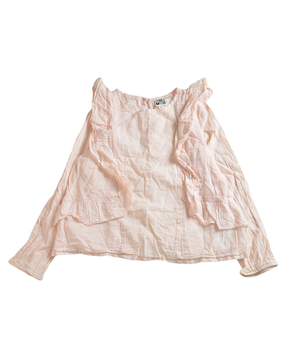 A Pink Long Sleeve Tops from Bonton in size 6T for girl. (Front View)