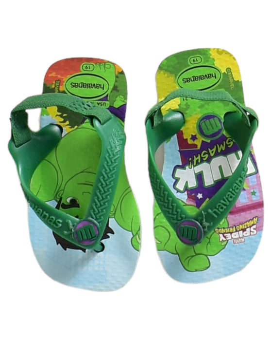 A Green Slippers from Havaianas in size 12-18M for neutral. (Back View)