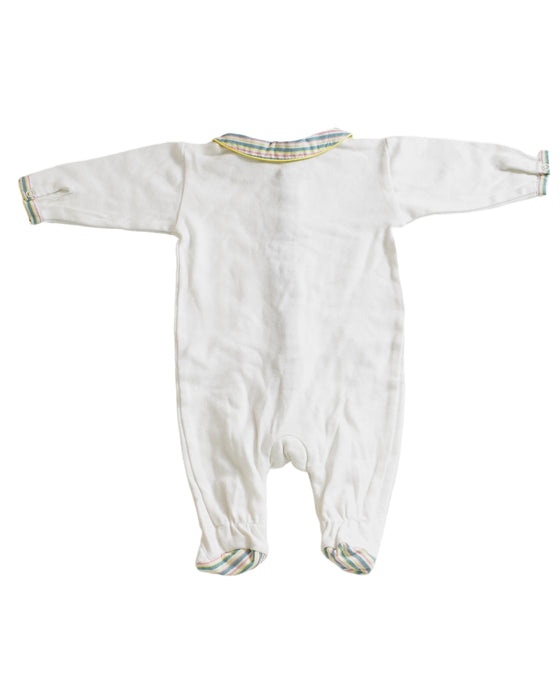 A White Onesies from Chateau de Sable in size 0-3M for neutral. (Back View)