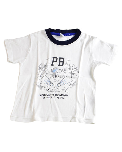 A White Short Sleeve T Shirts from Petit Bateau in size 6T for boy. (Front View)