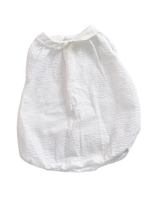 A White Sleeveless Rompers from Chateau de Sable in size 3-6M for girl. (Front View)