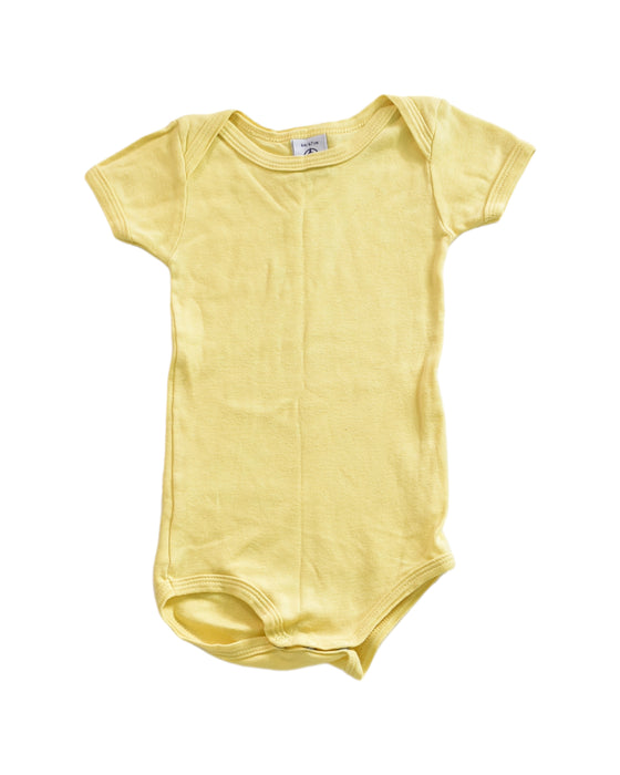 A Yellow Short Sleeve Bodysuits from Petit Bateau in size 3-6M for neutral. (Front View)