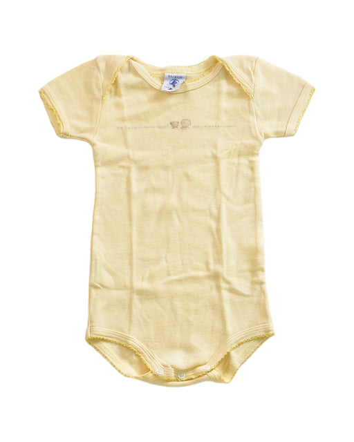 A Yellow Short Sleeve Bodysuits from Petit Bateau in size 3-6M for girl. (Front View)