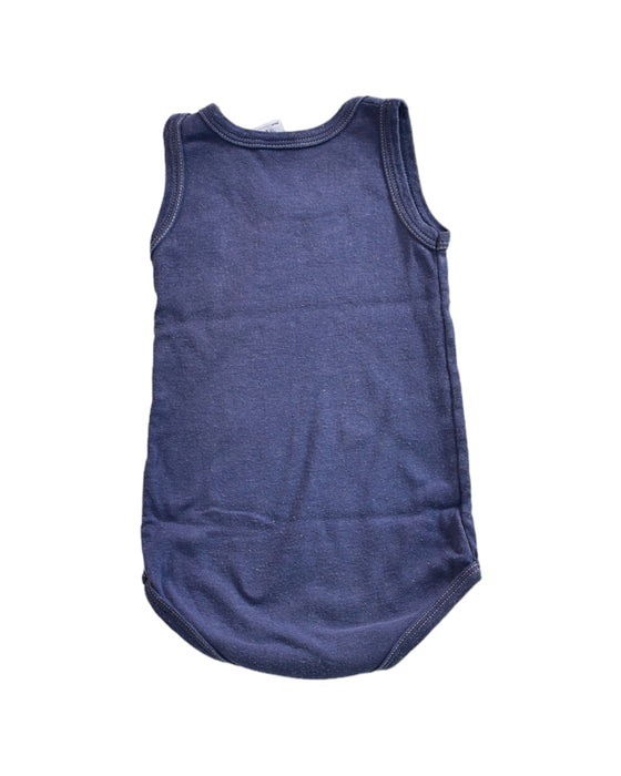 A Blue Rompers from Petit Bateau in size 3-6M for girl. (Back View)