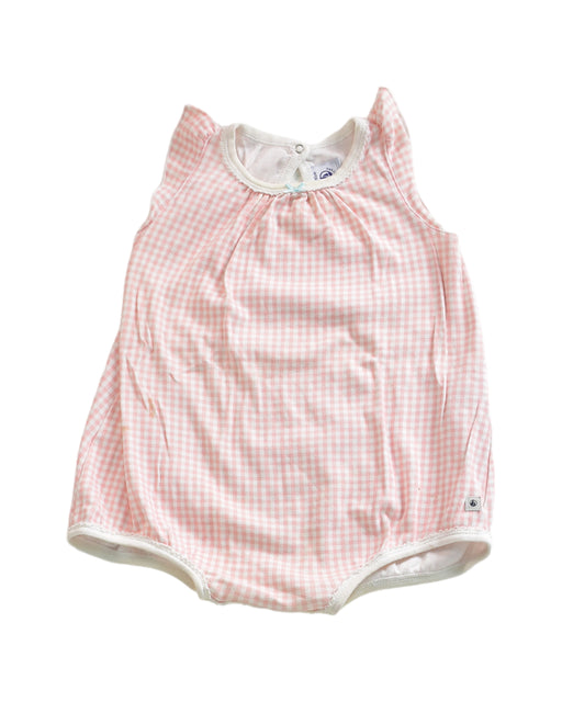 A Pink Rompers from Petit Bateau in size 12-18M for girl. (Front View)