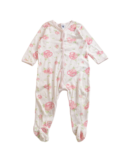 A White Onesies from Petit Bateau in size 12-18M for girl. (Front View)