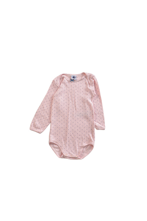 A Pink Long Sleeve Bodysuits from Petit Bateau in size 12-18M for girl. (Front View)