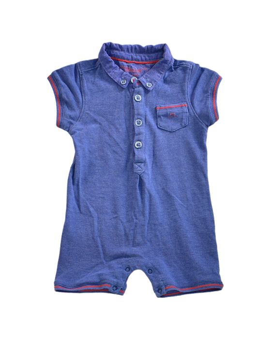 A Blue Short Sleeve Rompers from Chateau de Sable in size 3-6M for girl. (Front View)